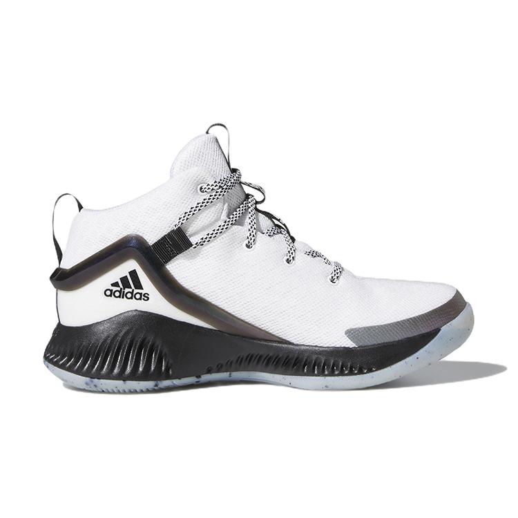 adidas Lockdown J Fabric Slip Resistant Abrasion Resistant Mid Top Children's Basketball Shoes White Black Unisex GZ3084