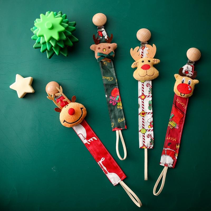 Handmade Baby Pacifier Clip Chain Cotton Cartoon Style Pacifier Holder Dummy Clips Baby Christmas Gift