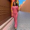 Western Style New Fashion Casual Stripe Top Trousers Set Striped Top and Pants Set