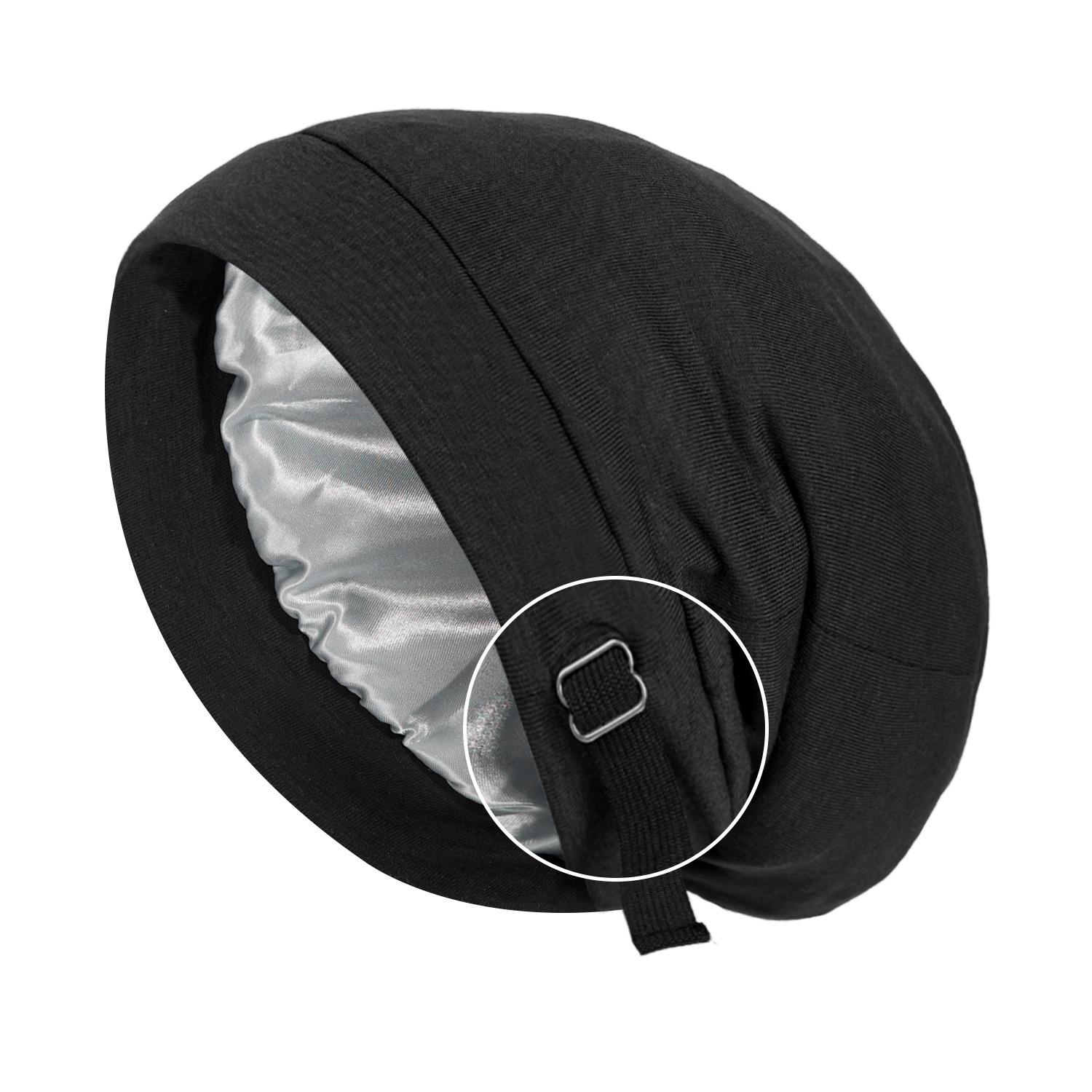 Double-layer adjustable nightcap pullover cap men s elastic headcap women s sleeping cap чёрный