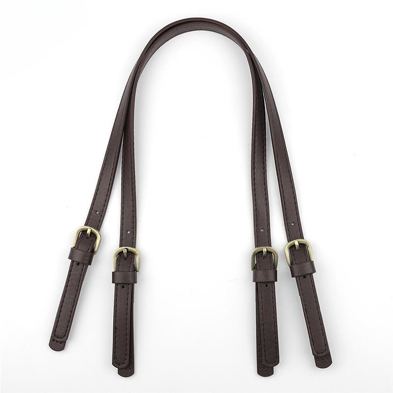 1Pc Removable Double Buckle Leather Bag Strap, Pressed Line Crossbody Shoulder Bag Strap Pu Stitch DIY Handmade Bag Strap
