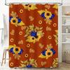 Modern Bathroom Shower Curtain with Autumn Leaves Sunflowers Print Design Waterproof Fabric for Bath Decorations in Multiple Siz