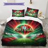 Portugal National Football Team Pattern Bedding,Quilt Set Quilt Cover Pillowcase Home Birthday Gift(1 * duvet cover + 2 * pillowcase, without core)
