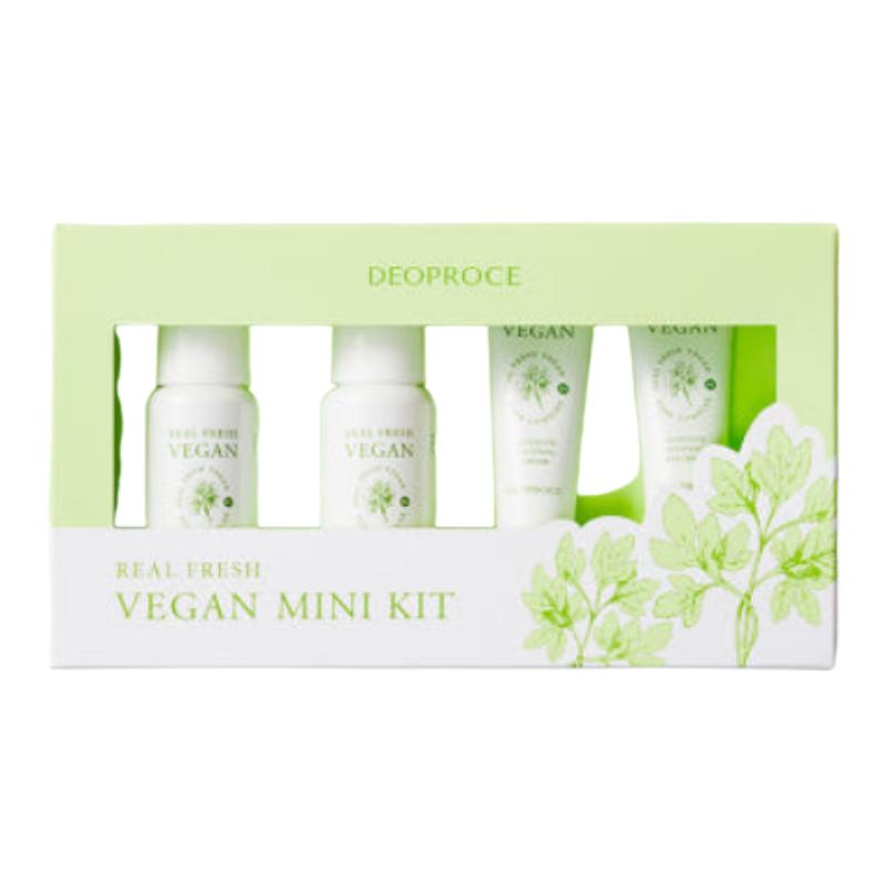 Deoproce Real Fresh Vegan Mini Kit 4pcs – Calming Toner 30ml + Lily Pro Lotion 30ml + Intensive Soothing Cream 10ml + Eye Cream 10ml Travel Set