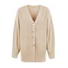 Damen Modischer Temperament Einfarbig Hohlknopf Schlitz Strickmantel