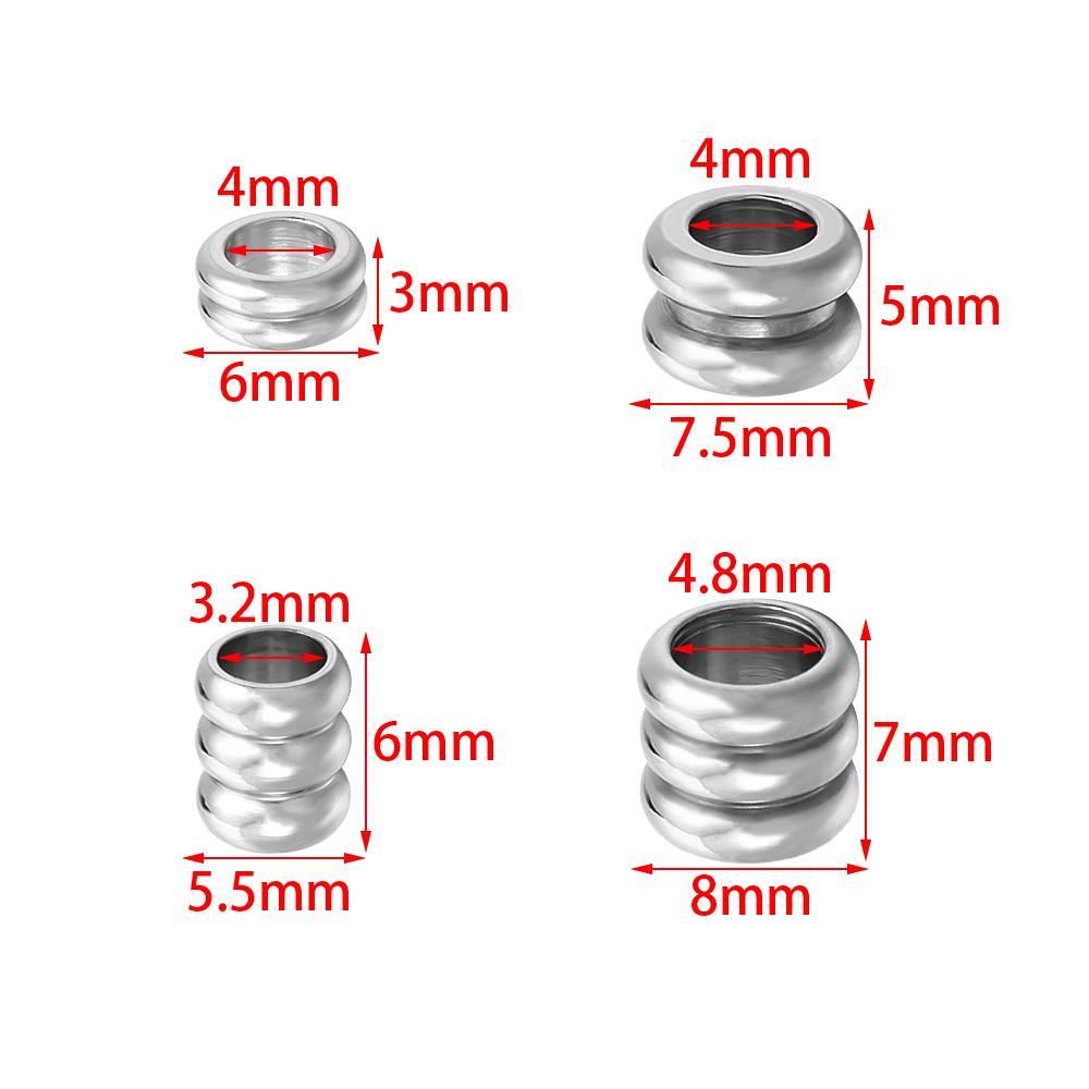 20pcs/lot Stainless Steel Tube Slider Beads Stripe Spacer Beads Loose Beads Big Hole Beads For Jewelry Making Wholesale