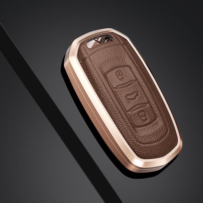 Genuine Leather Metal Key Case for Geely Emgrand S, Binrui, Borui, Vision X6, Boyue, and Haoyue Models