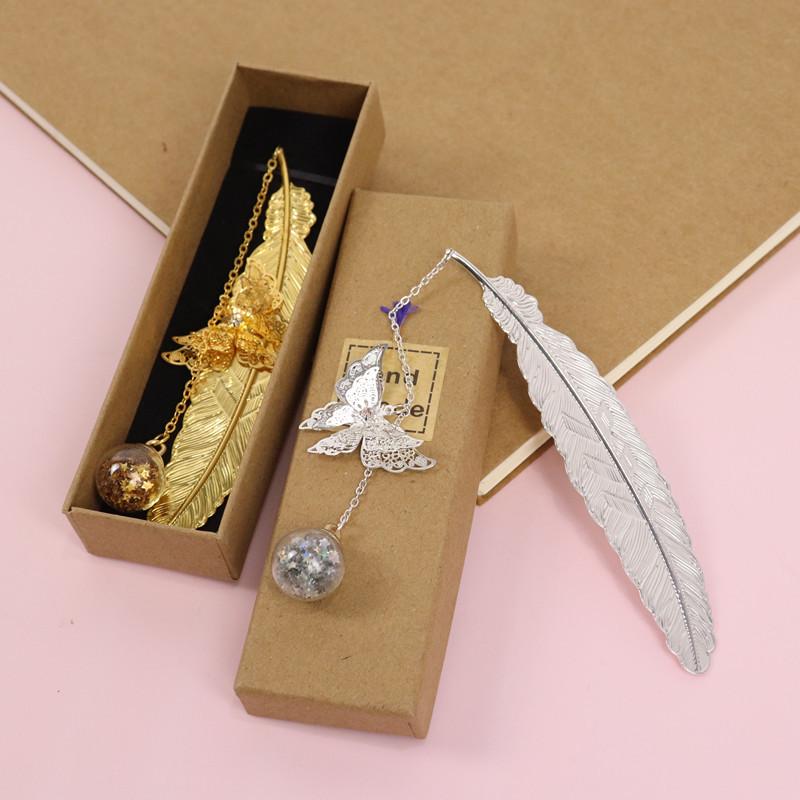 Chinese Style Butterfly Feather Metal Bookmark - Creative Student Gift