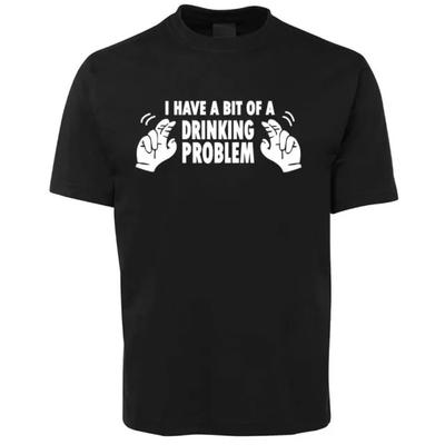 New Black Cotton Tee Drinking Problem Funny 100% Cotton Tee Size S - 3XL