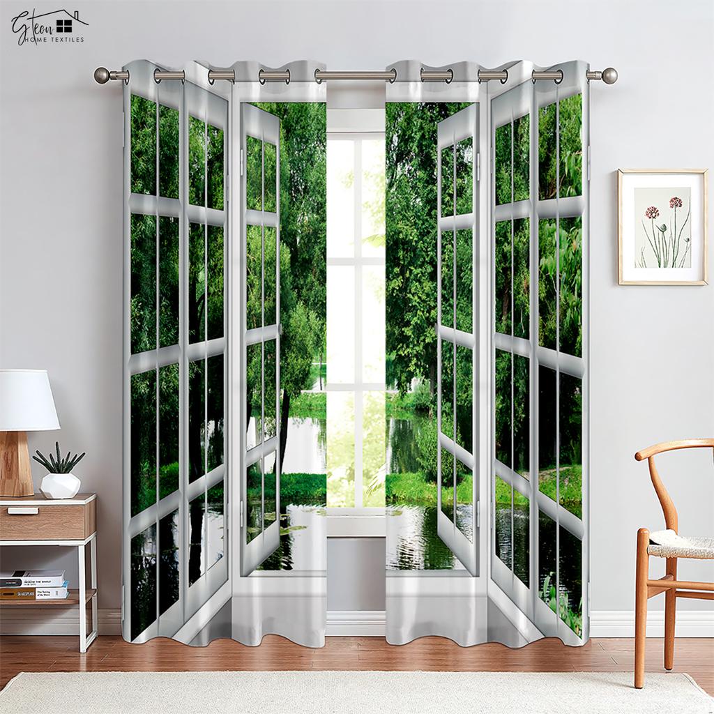3D Printed Curtains For Seaside Sky Mediterranean Style Curtains Suitable For Bedroom Living Room Guest Room Decorative Curtains