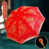 Red Umbrella Wedding Wedding Umbrella Lace Embroidery Chinese Wedding Long Handle Umbrella Retro Wedding Umbrella Bridal Umbrella