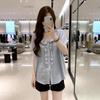 2026 Summer Plus Size Slimming French Petal Collar Shirt for Women