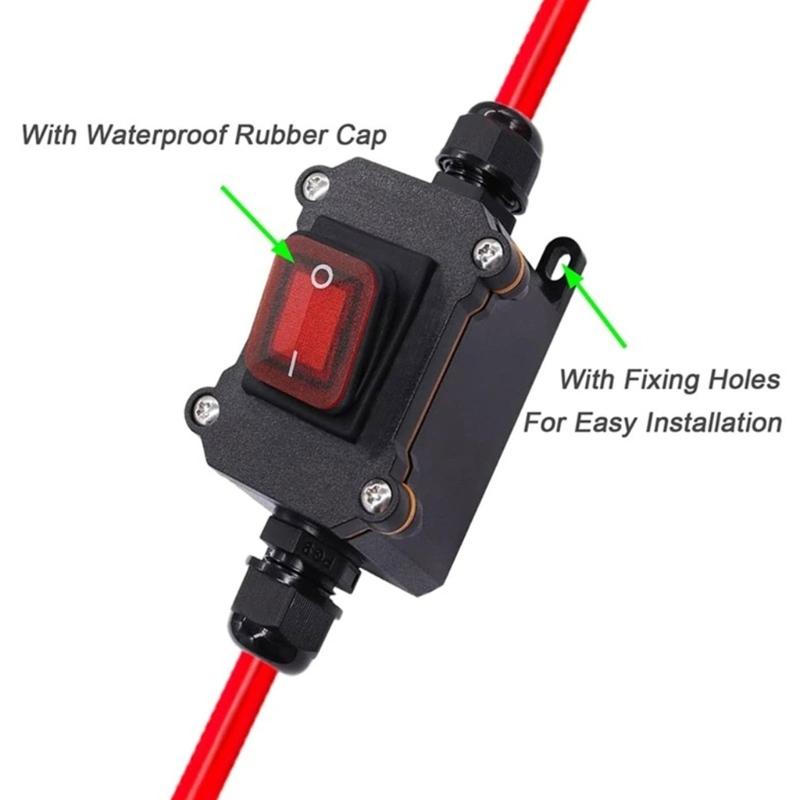 Inline Wire Switches for Motorcycle 12-24V DPST Double Side Wiring Cable Switches with Quick Connect/Disconnect On Off