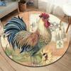 Retro Rooster Round Area Rug,Carpet Rug for Living Room Bedroom Sofa Playroom Decor,Non-slip Floor Mat