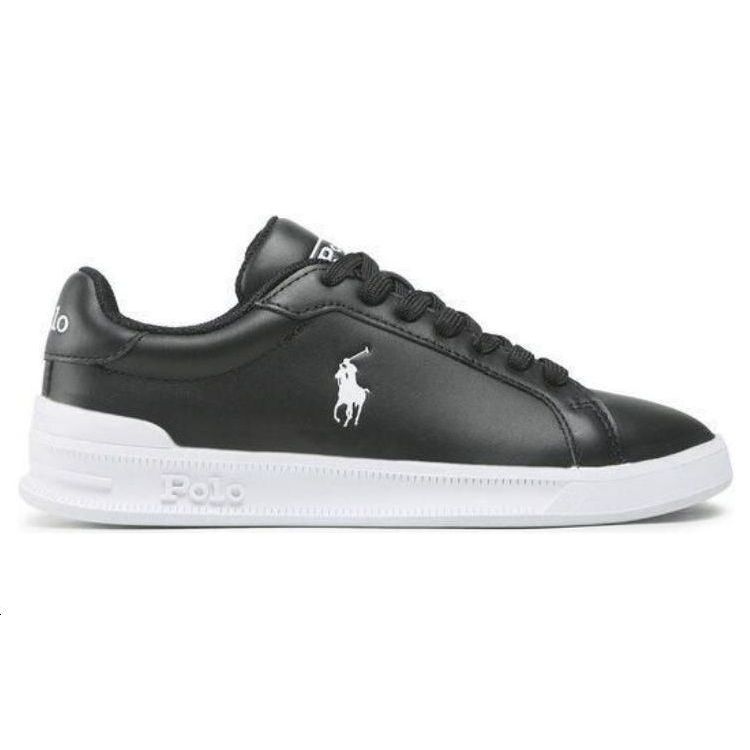 Polo Ralph Lauren Läder Rund Tå Snörning Låg Topp Sneakers Herr Sneakers Svart 809845109009