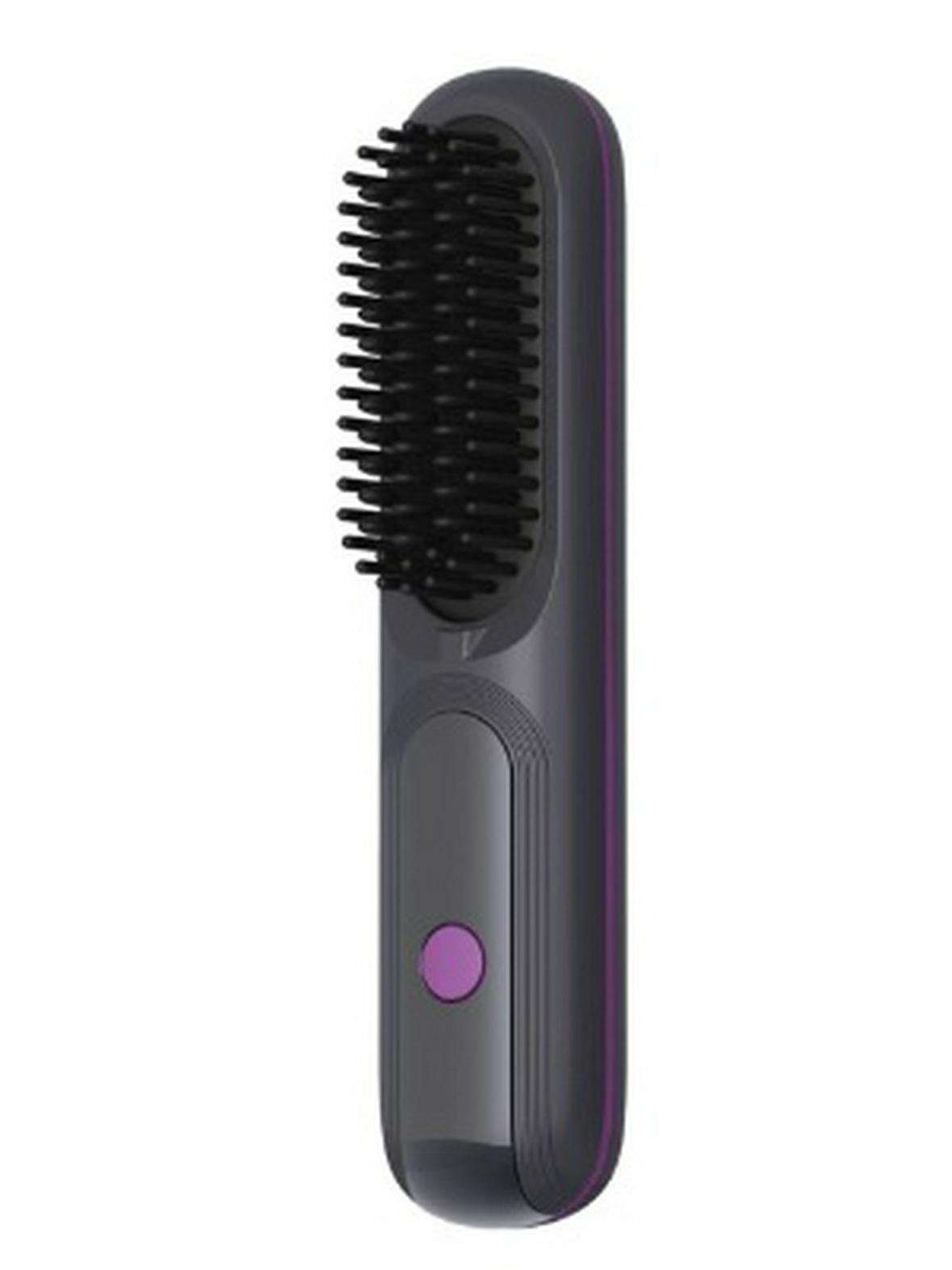 

Портативный перезаряжаемый цифровой выпрямитель для волос и расческа для завивки — беспроводной с двойным назначением розовый/чёрный