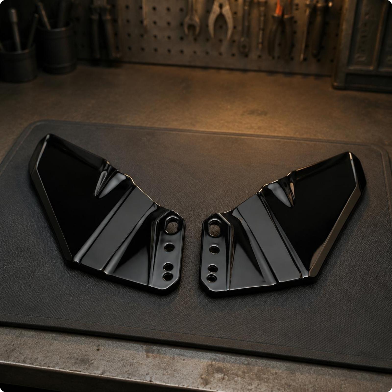 Winglet Fairings Sleek Motorcycle Winglets Side Fairing Spoiler Polished Air Deflector Airfoil Mounting Holes