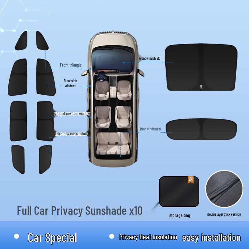 Denza 25 N8L Car Window Sunshade: Heat Insulation, Sun Protection, Privacy, Opaque Camping Shield