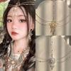 Vintage Hollow Geometry Flower Head Chain Hairbands Bride Hair Accessories Women Layered Tassel Headband Party Ornaments