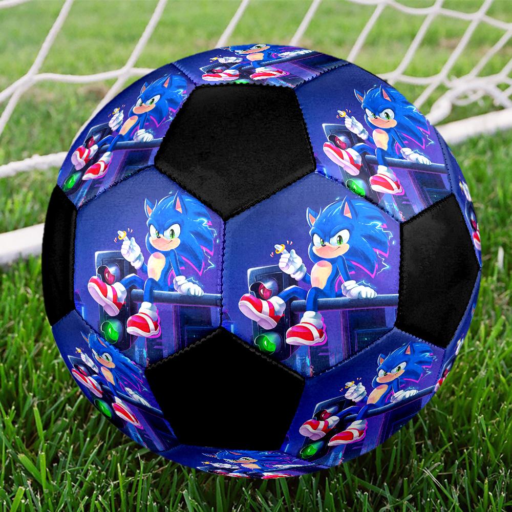 Sonic Rainbow Soccer Ball Colorful All Ages Machine Stitched PVC Competition Ready Durable High-Bounce.SIZE5