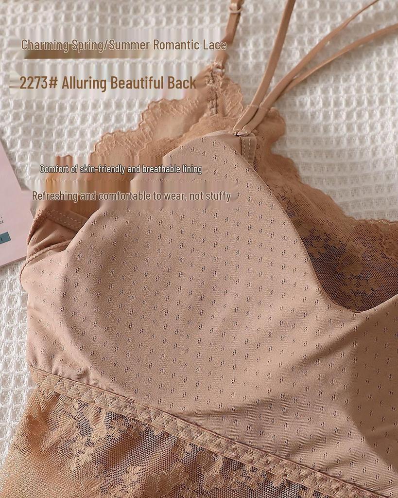 2026 Women's Lace Backless Camisole Bra Top - Soft, Wire-Free with Chest Pads, Ideal for Summer