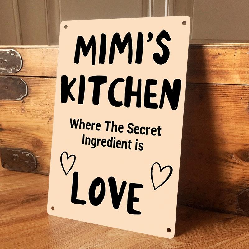 

1 piece: Mimi s Kitchen Decor Tin Painting - Secret Ingredient is Love - Warm Hanging Plaque - Retro Style Home Wall Decoration (as the picture,20x30cm)