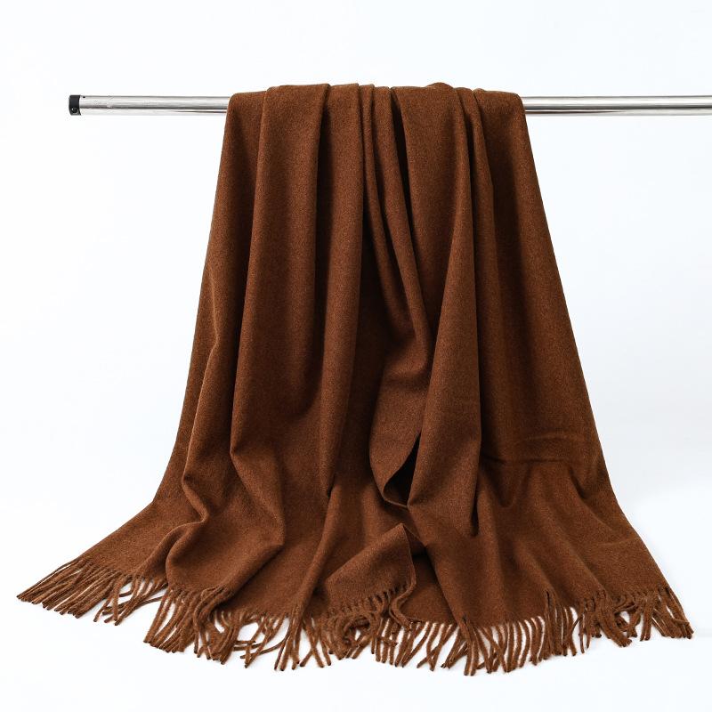 Wool Scarf Women's Winter Korean Style Thickened Warm Solid Color Scarf Shawl High End Versatile Cashmere Scarf