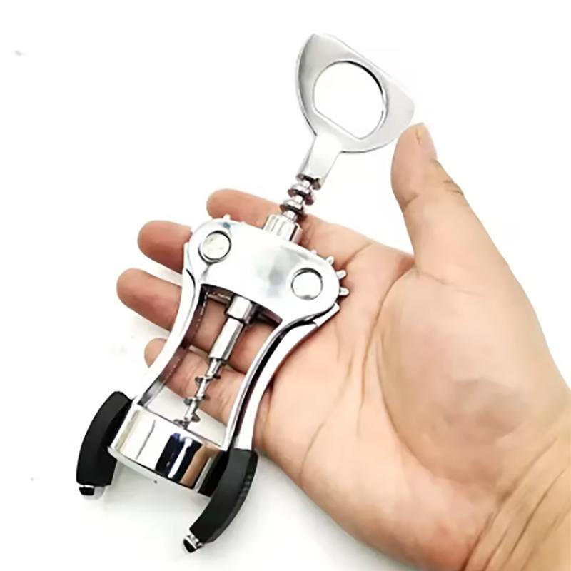 1pc-Wine Opener Stainless Steel Opener Zinc Alloy Premium Wing Corkscrew Wine Bottle Opener with Multifunctional Bottles Opener