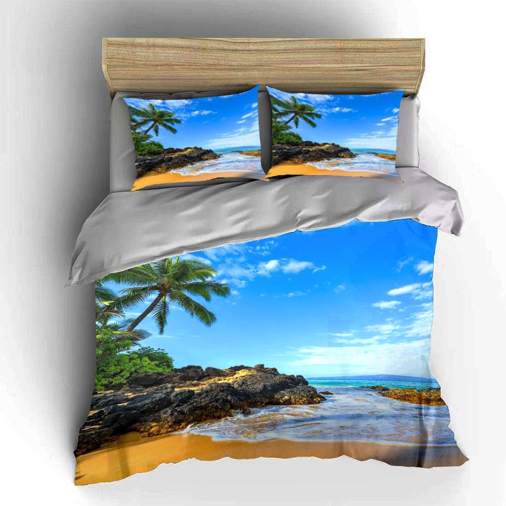 Palm Trees and Beach. Bedding Sets Duvet Cover Sets Duvet Covers Pillowcases(1* Duvet Cover 2* Pillowcases Without Duvet Insert)