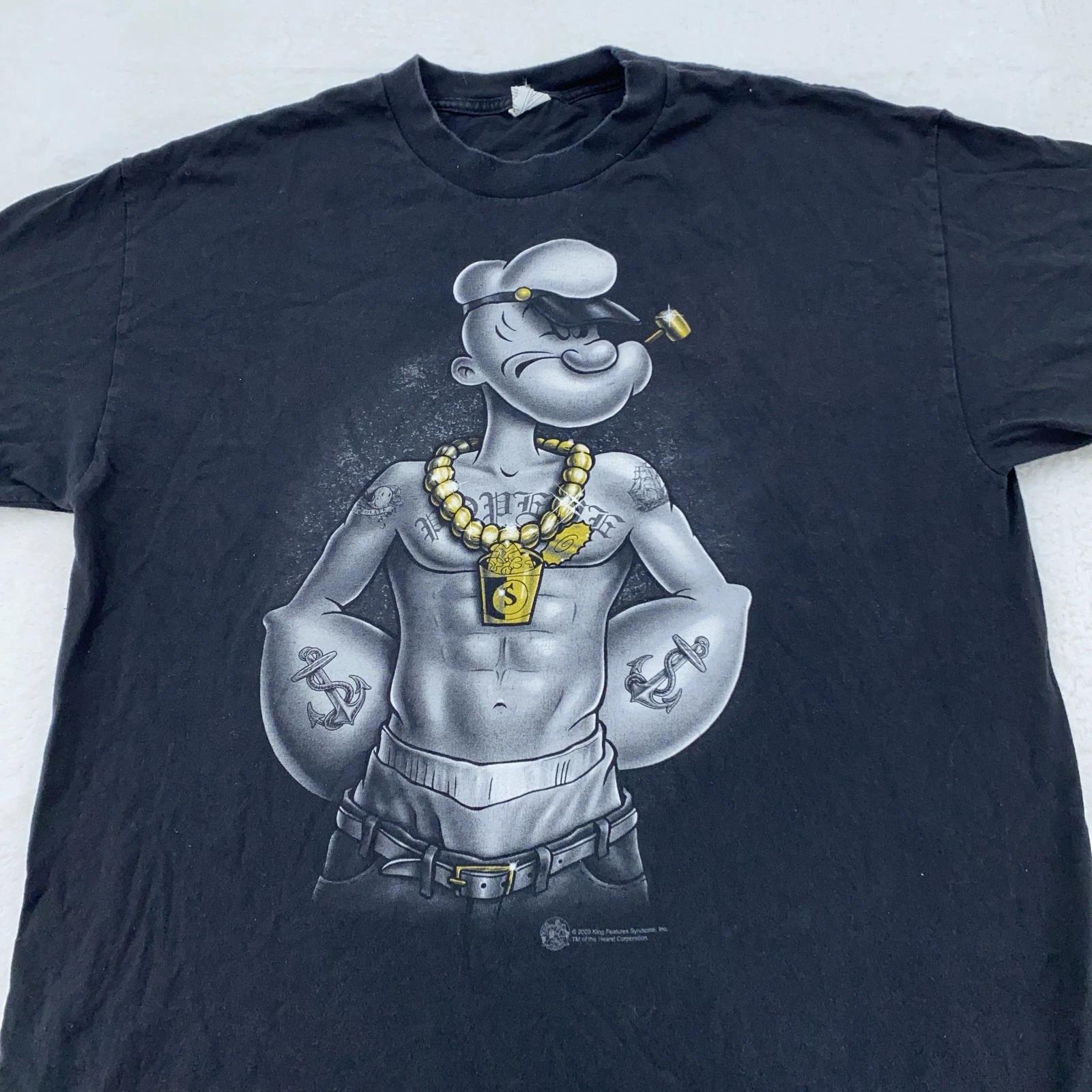 

Vintage Popeye Shirt Mens XL Black Alstyle Cartoon Graphic Tee Hip Hop 2000s 4XL