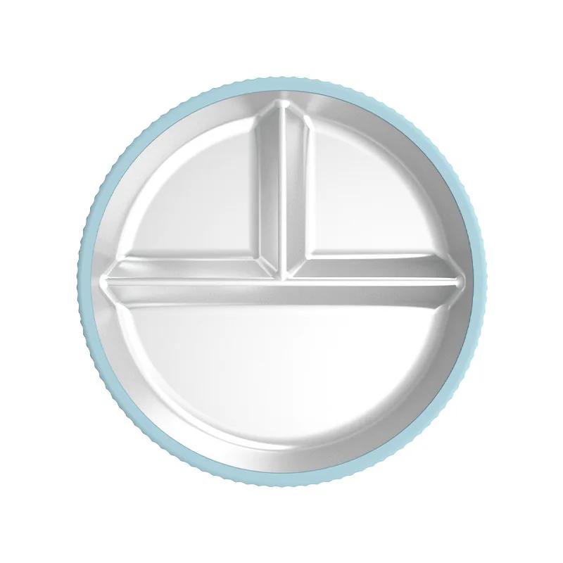 Stainless Steel Divided Plate with Silicone Suction Cup Non Slip Heat Resistant Food Plate
