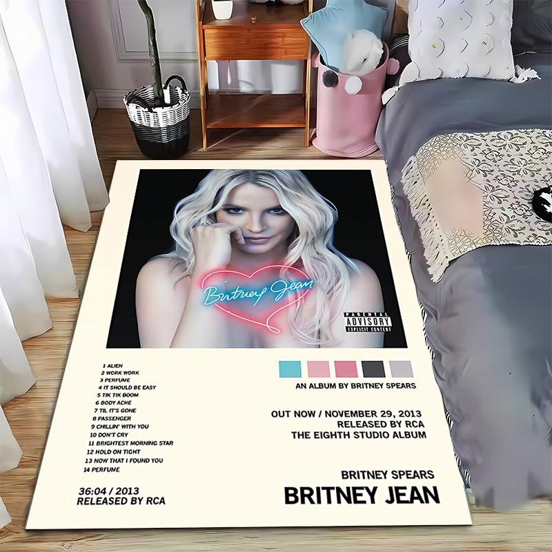 Britney Spears Britney Jean Album Cover Poster Tracklist Neon Heart decorative printed carpet for living room bedroom office floor soft durable mat