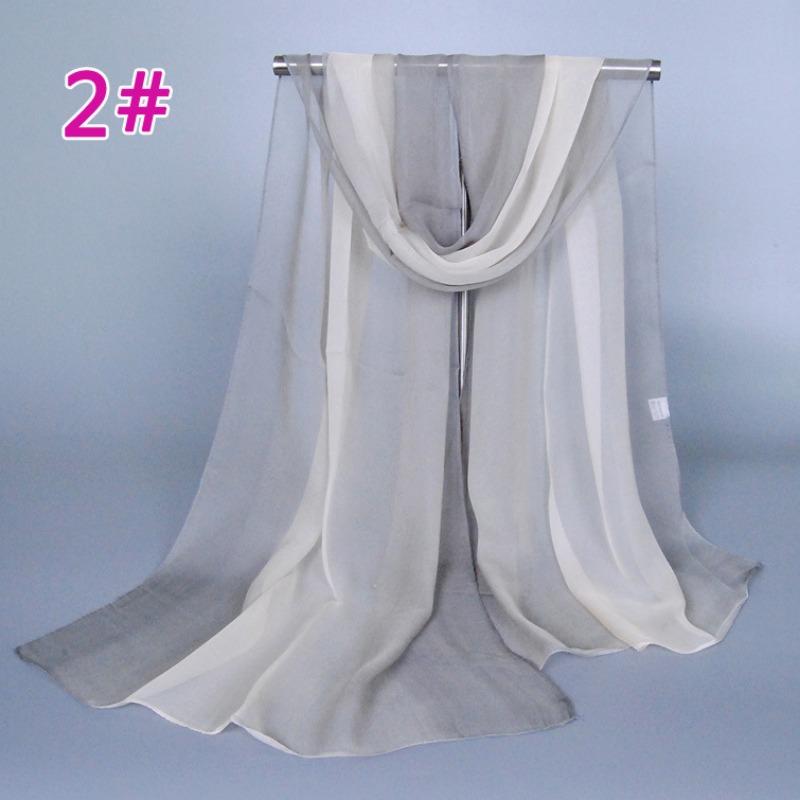 Supply imitation silk georgette silk scarf, popular bright and gradual change of color accessories scarf