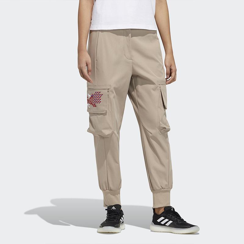 Adidas Cny Pt Wv Chinese New Year Themed Print Joggers With Side Pockets Women Bottoms Khaki GP0612