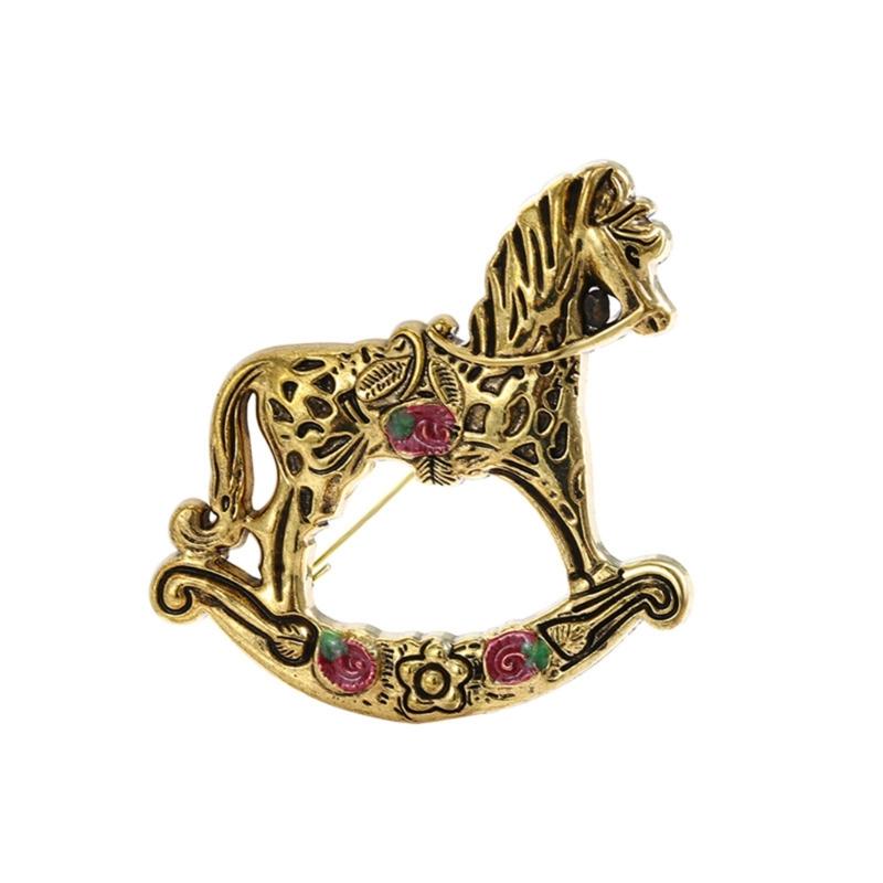 

Fashionable Rocking Horse Brooch Pin Portable Accessory for Women and Collectors Fashion Jewelry Statement Pieces 1