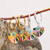 Boucles d'Oreilles Créoles Bohèmes Colorées en Forme d'Éventail pour Femmes Vintage Étanche Boucles d'Oreilles Gouttelettes à Huile Goutteuse Mode Accessoires de Bijoux Charme