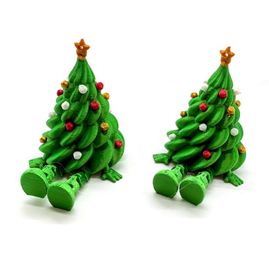 Articulated Christmas Tree Shelf Sitter 3D Printed Christmas Tree Desktop Figurine with Movable Joints Cute Holiday Desk Decor for Room Office