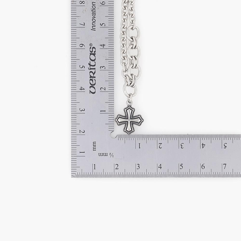 Jbans Classic 4-Ring Point Regular Cross Pendant Chain Necklace (C2501-An872_Sv)