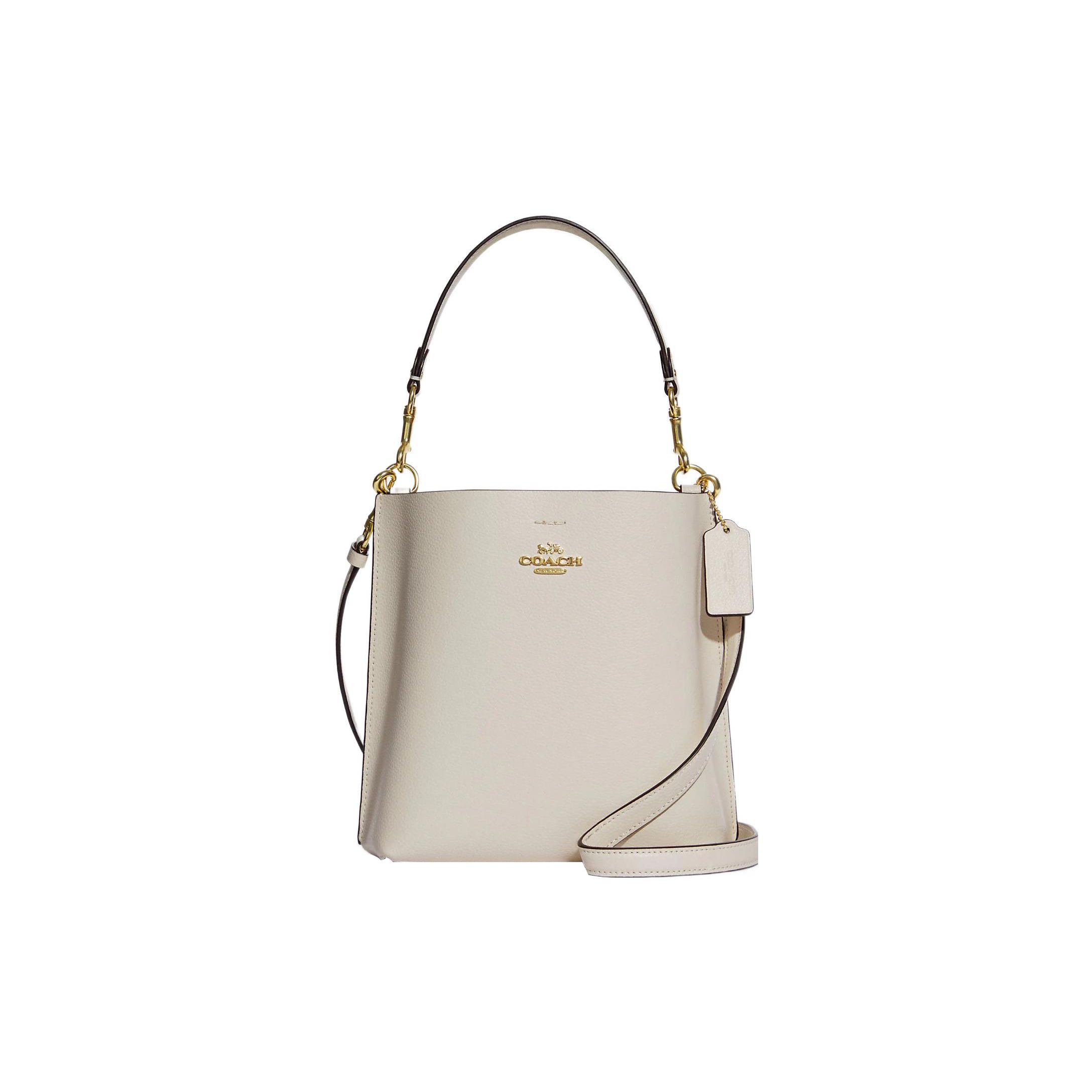 

Coach Mollie Solid Color Minimalist Logo Leather Bucket Bag Women bags White CA177-IMCHK Basic Set (Bag+Dust Bag)