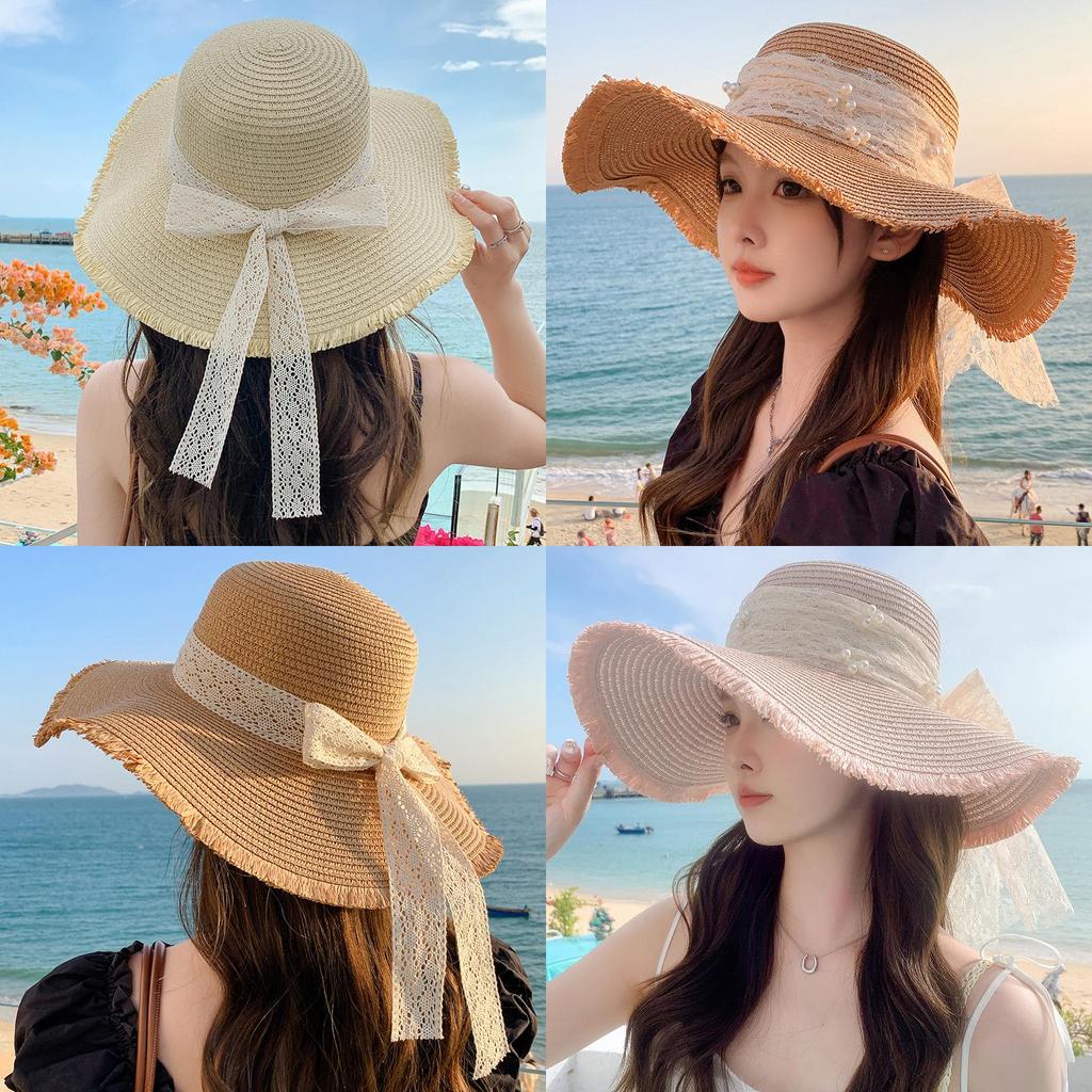 Summer Straw Hat With Wide Brim For Women Sunshade And Casual Outdoor Wear