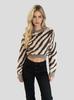 Winter new European and American zebra knit sweater for women, long-sleeve pullover short top, fashionable, versatile, and trendy
