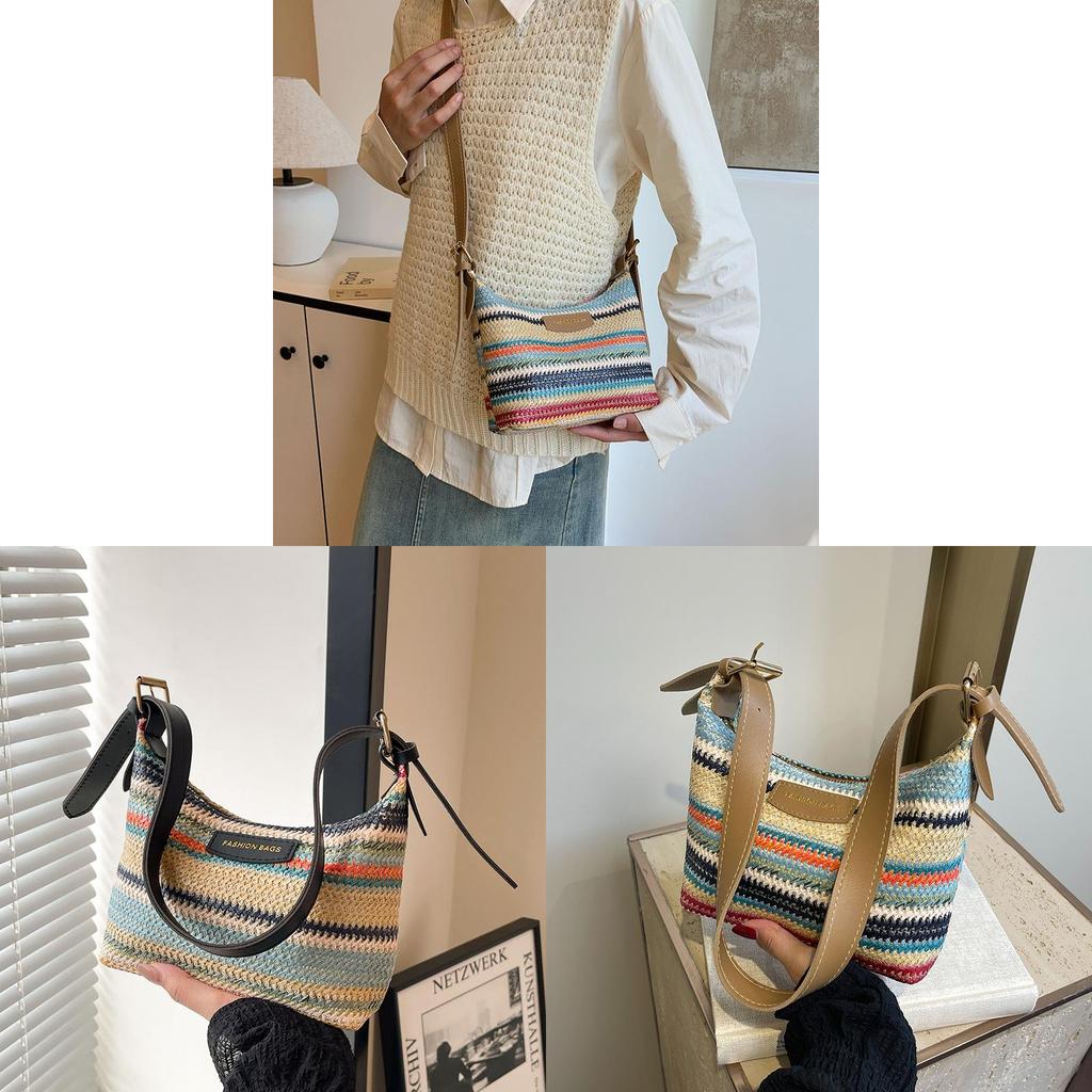 Casual Woven Tote Bag For Women With Tophandle And Polyester Lining For Daily Use