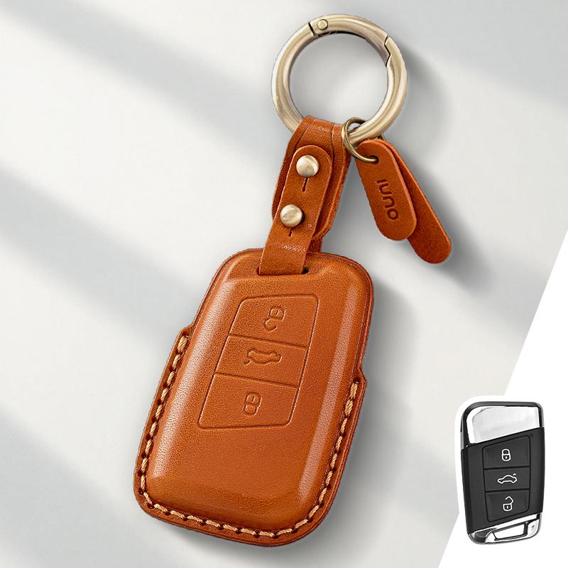 Genuine Leather Protector for Volkswagen VW Polo Golf 7 MK7 Tiguan Passat Key Case Cover Fob