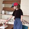 Girls' Korean Style Summer Round Neck T-Shirt - Trendy Casual Short Sleeve with Letters