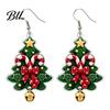 Cute Tree Pendant Earrings 1 Pair Acrylic Christmas Dangle Earrings, 2D Flat Xmas Bow Bell Candy Cane with Bell, Holiday Party Jewelry for Women Theme