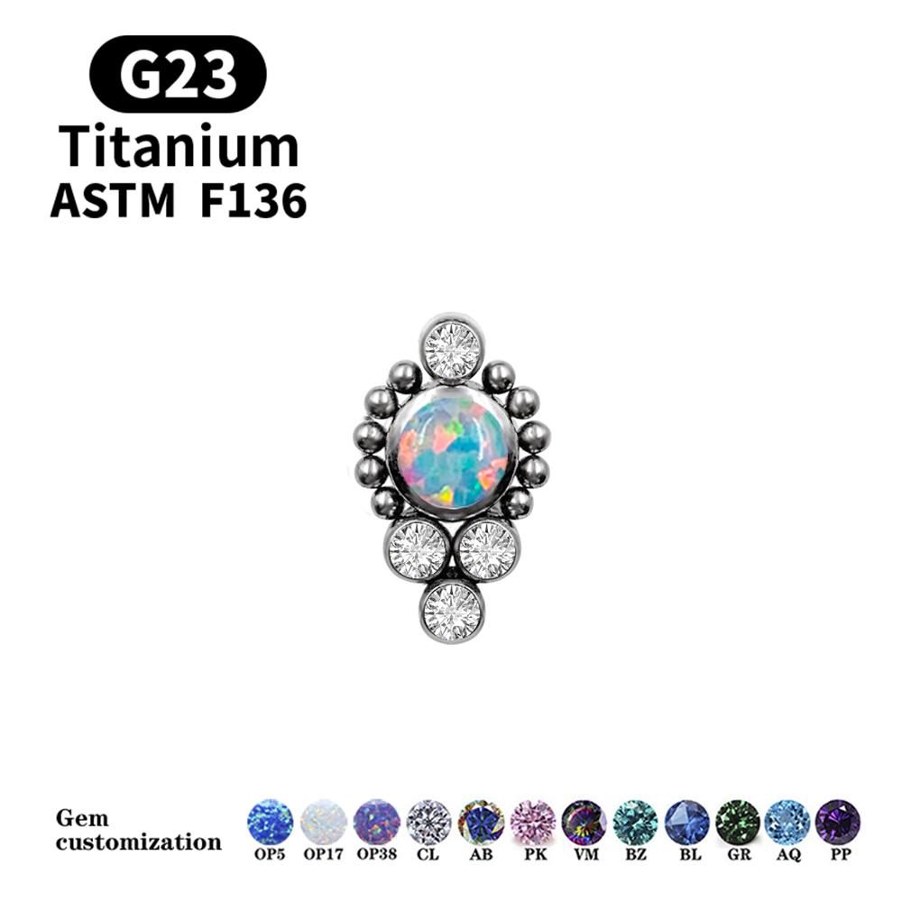 G23 Titanium Stud Earrings16G Piercing Set Ear Tragus Cartilage Zircon Opal Body Jewelry Helix Daith Lip Lobe Pin