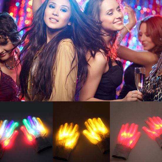 1 paio di guanti con dita illuminate a LED Decorazioni per la danza del costume di Natale di Halloween