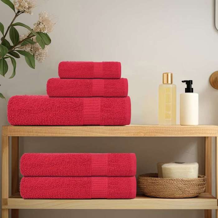 VidaXL Serviettes de sauna 4 pcs rouge 80x200 cm 360 g/m² 100% coton, serviette, serviette de bain, serviette en coton 136936