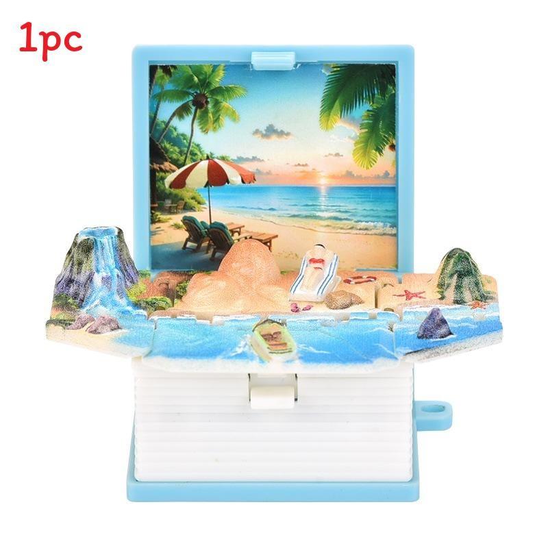 3d Pop Up Puzzle Book Keychain With Fortress Scene For Stress Relief And Creative Gift