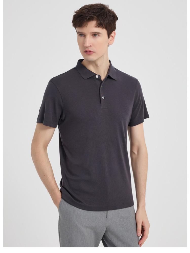 Luxury Thick Men's Short-sleeve T-shirt Casual Lapel Minimalist Lightweight Breathable Summer Casual Business T-shirt Minimalist Breathable Tops